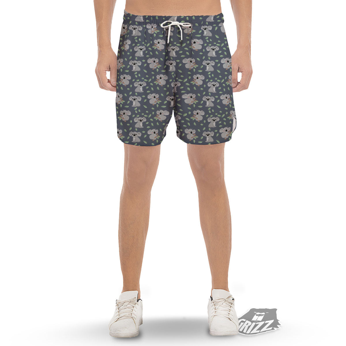 Koala Grey Print Pattern Men's Gym Shorts-grizzshop