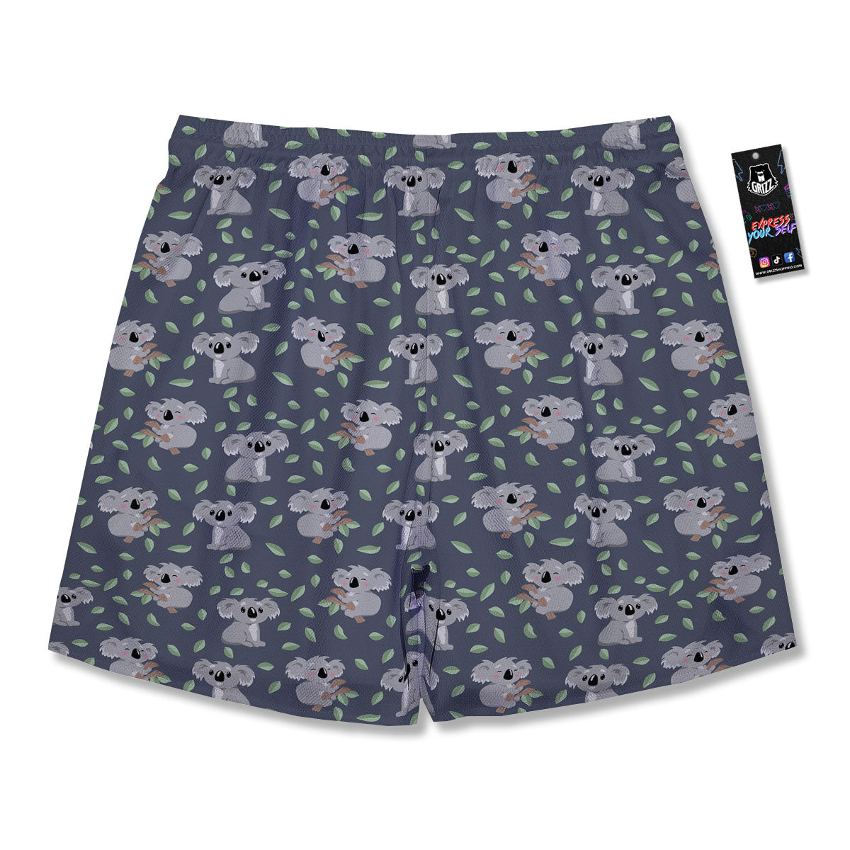 Koala Grey Print Pattern Men's Running Shorts-grizzshop