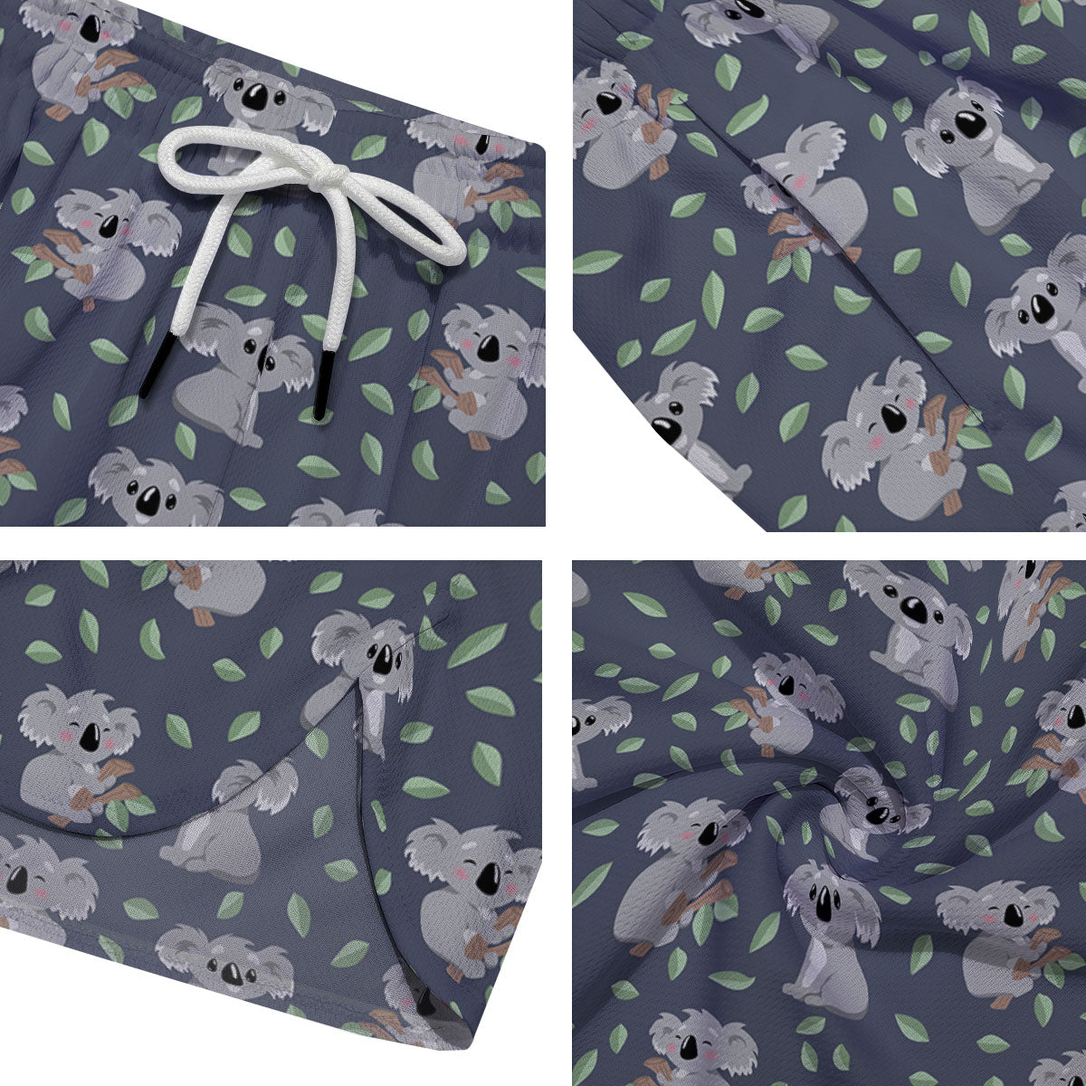Koala Grey Print Pattern Men's Running Shorts-grizzshop