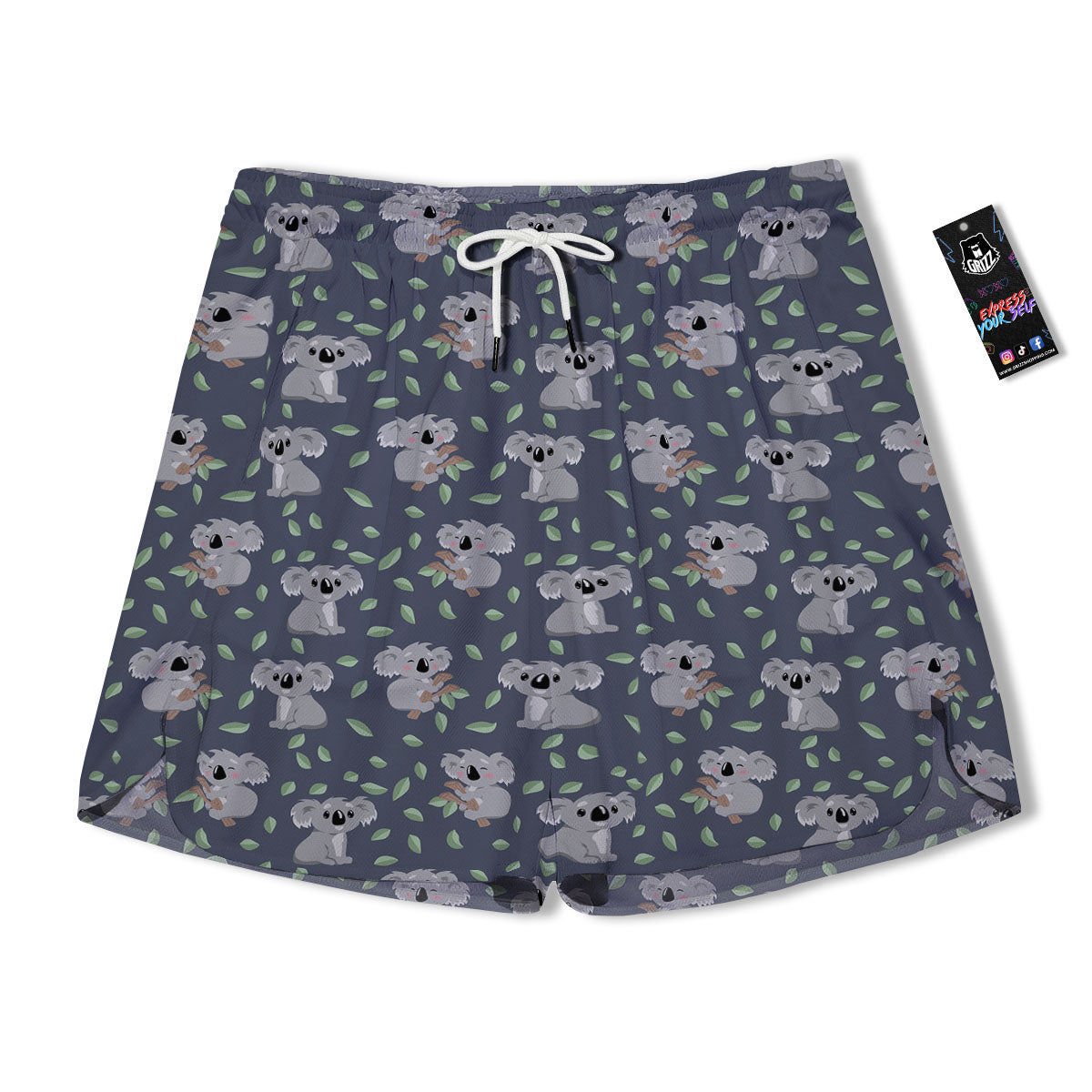 Koala Grey Print Pattern Men's Running Shorts-grizzshop