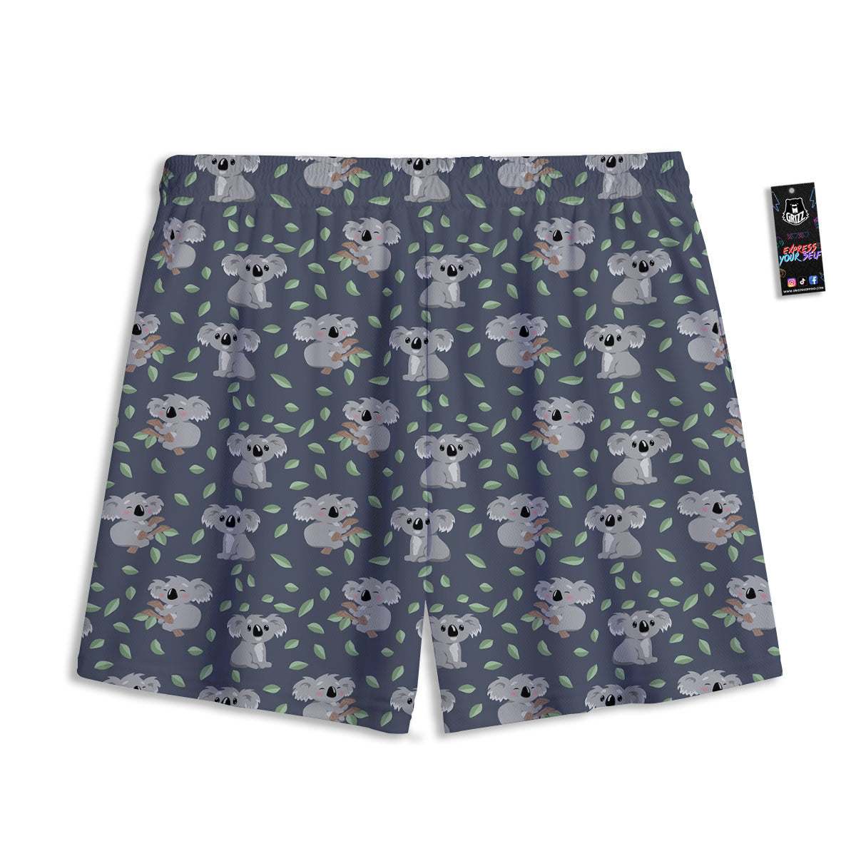 Koala Grey Print Pattern Mesh Shorts