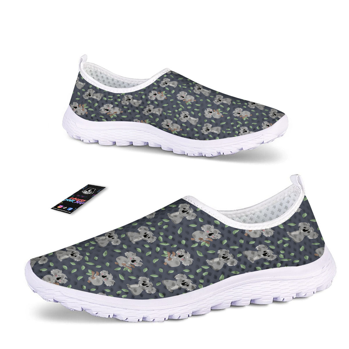 Koala Grey Print Pattern Nurse Shoes-grizzshop