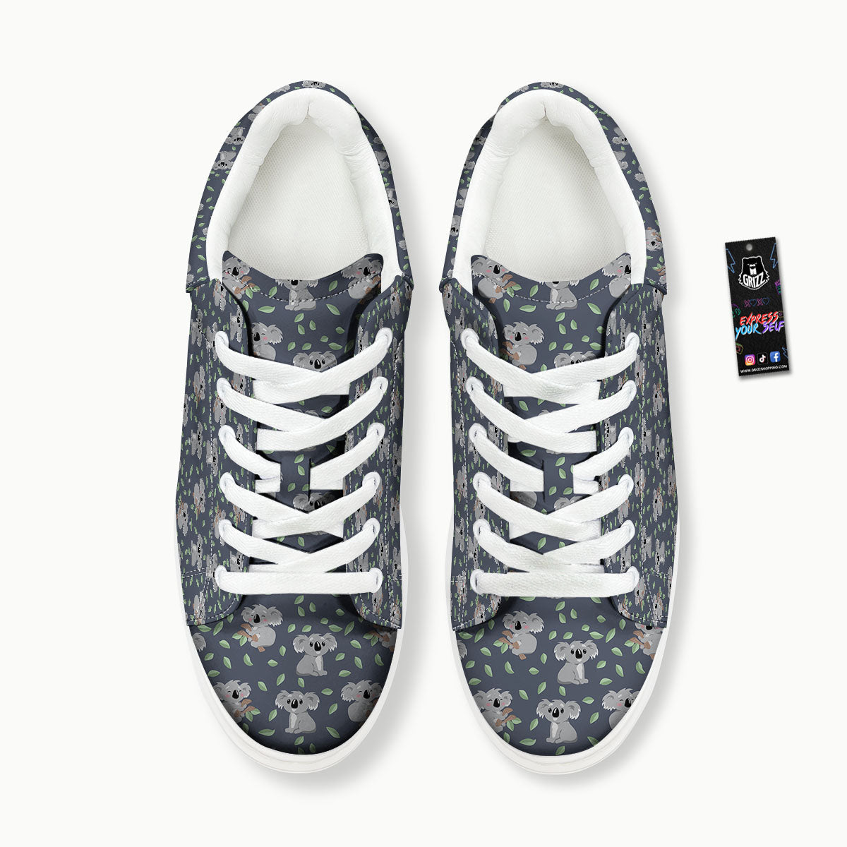 Koala Grey Print Pattern Platform Shoes-grizzshop