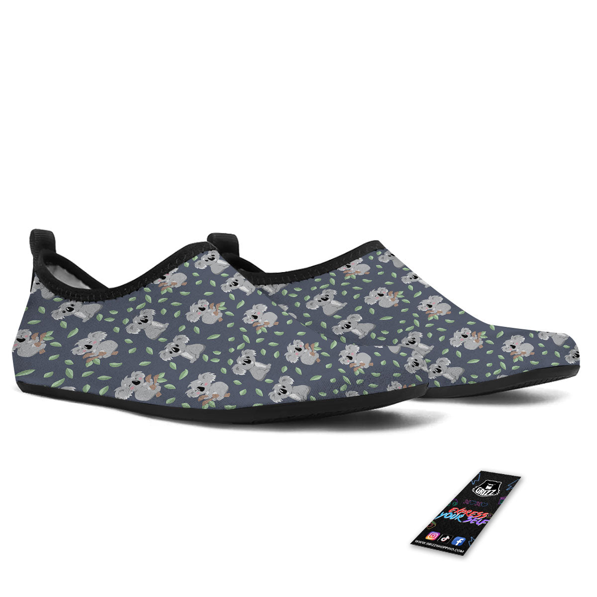 Koala Grey Print Pattern Water Shoes-grizzshop