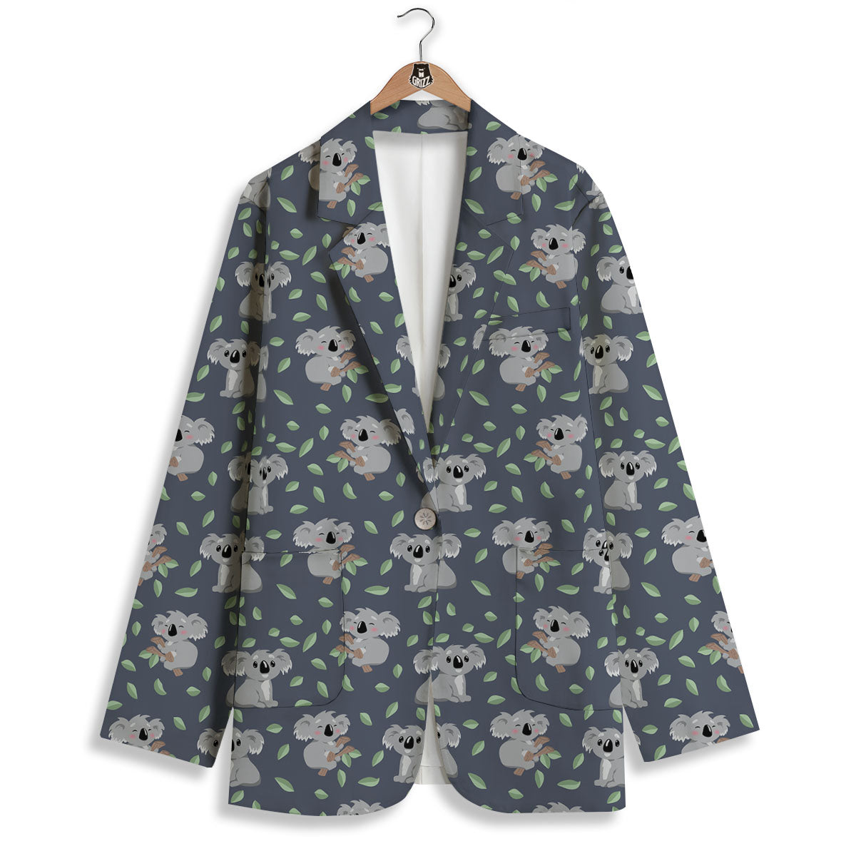 Koala Grey Print Pattern Women's Blazer-grizzshop