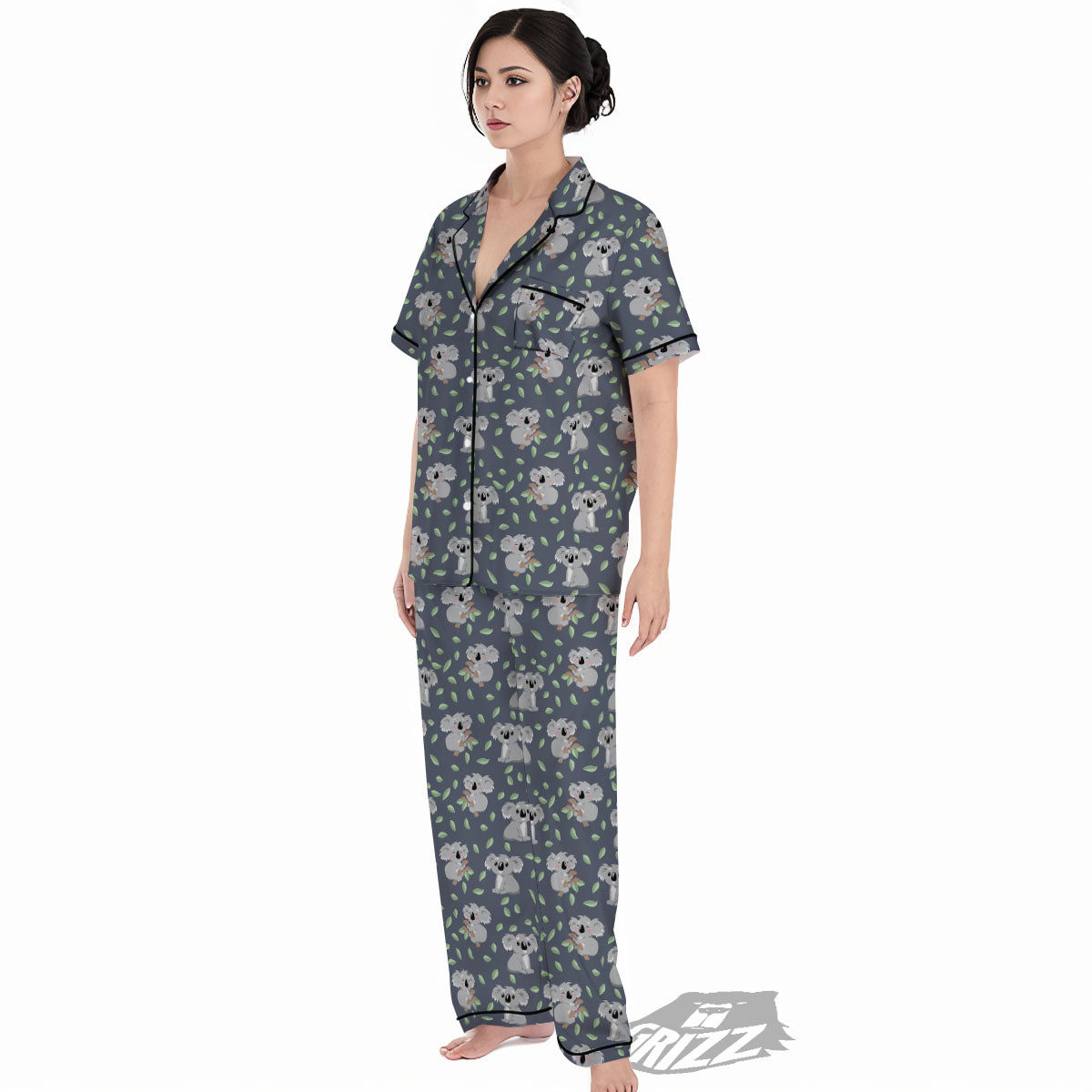 Koala Grey Print Pattern Women's Pajamas Set-grizzshop