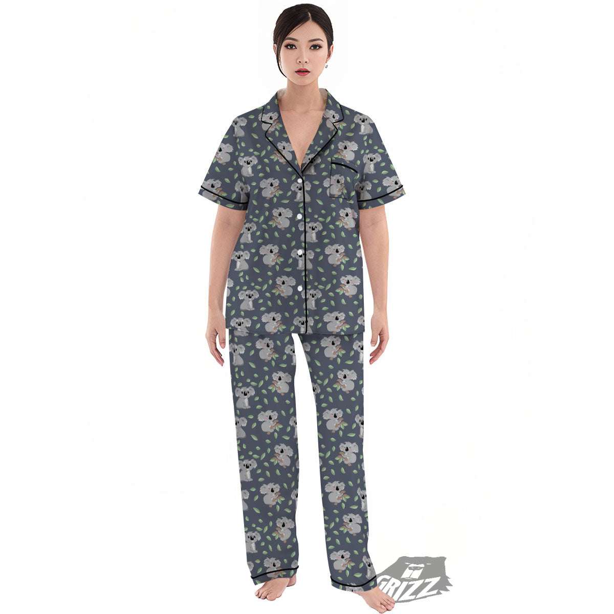 Koala Grey Print Pattern Women's Pajamas Set-grizzshop