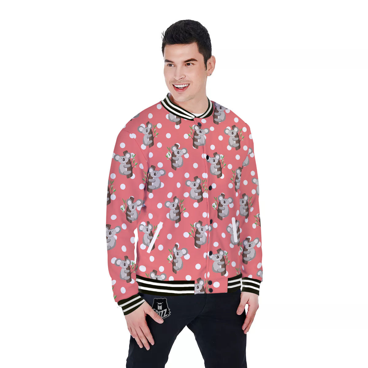 Koala Polka Dot Print Pattern Baseball Jacket-grizzshop