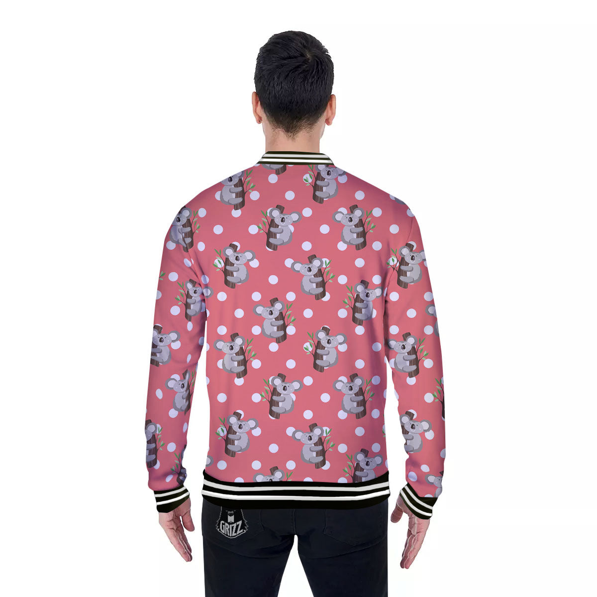 Koala Polka Dot Print Pattern Baseball Jacket-grizzshop