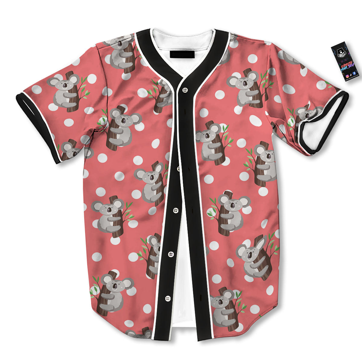 Koala Polka Dot Print Pattern Baseball Jersey-grizzshop