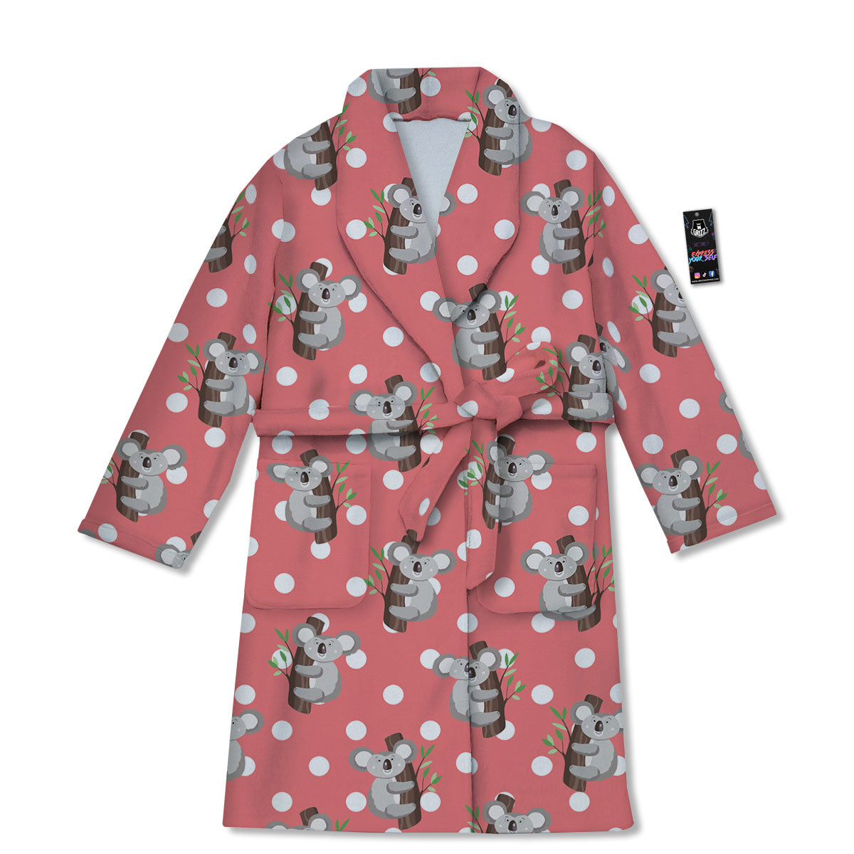 Koala Polka Dot Print Pattern Bathrobe-grizzshop