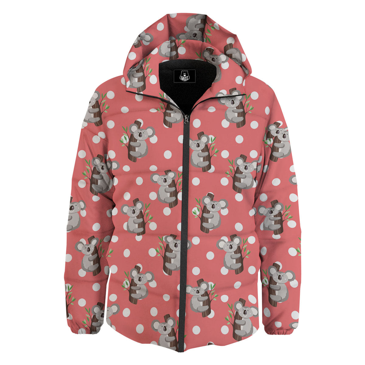 Koala Polka Dot Print Pattern Down Jacket-grizzshop