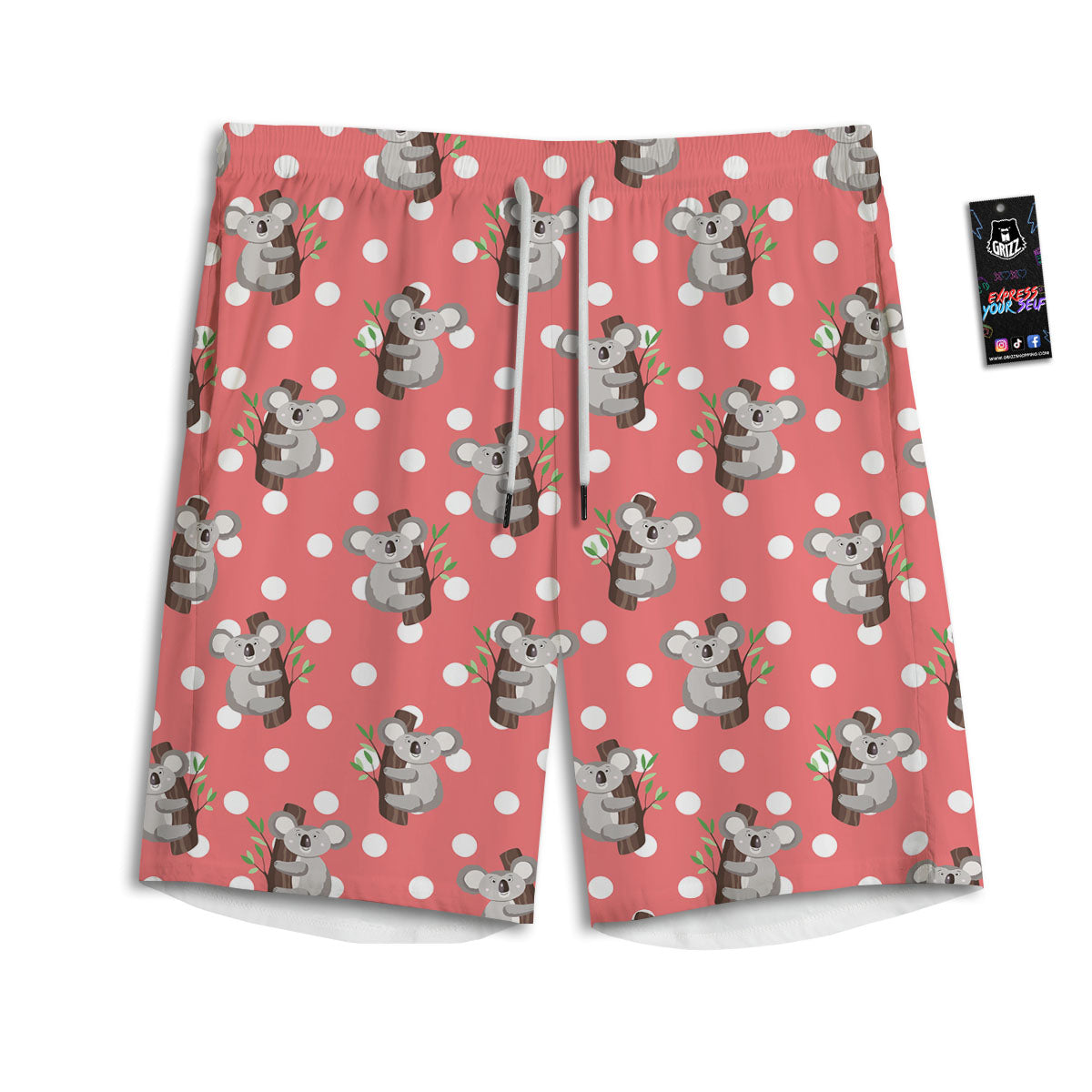 Koala Polka Dot Print Pattern Men's Athletic Shorts