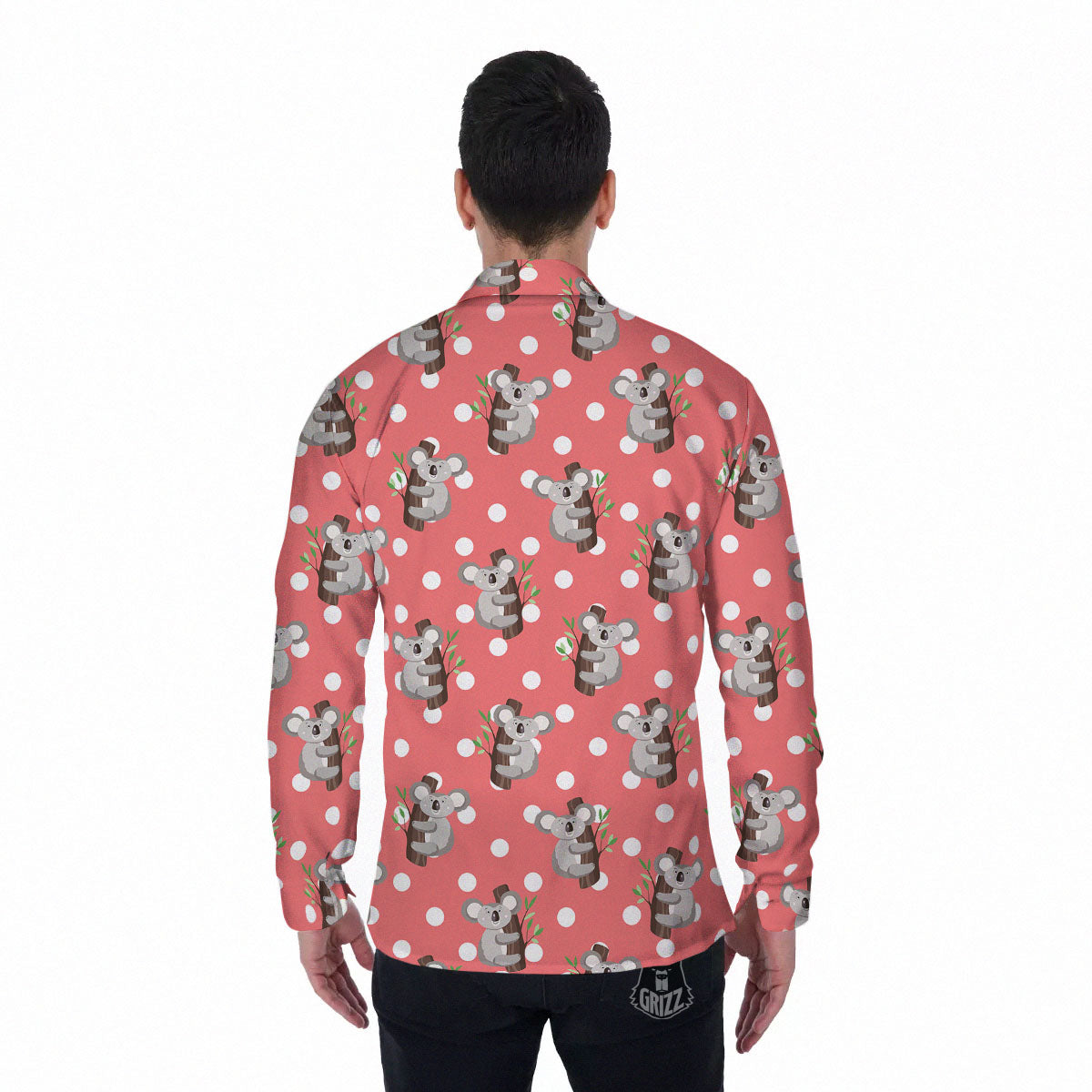 Koala Polka Dot Print Pattern Men's Long Sleeve Shirts-grizzshop