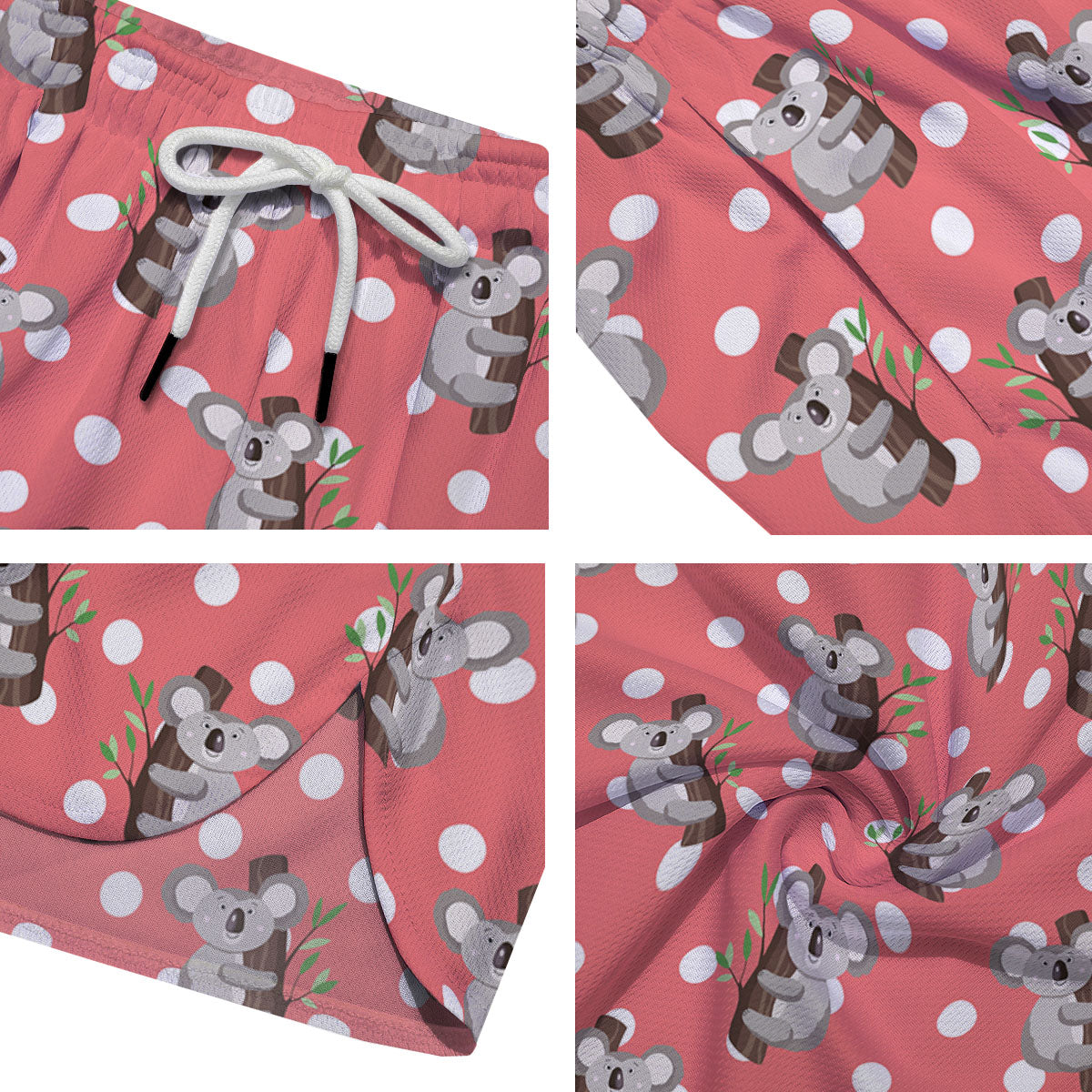 Koala Polka Dot Print Pattern Men's Running Shorts-grizzshop