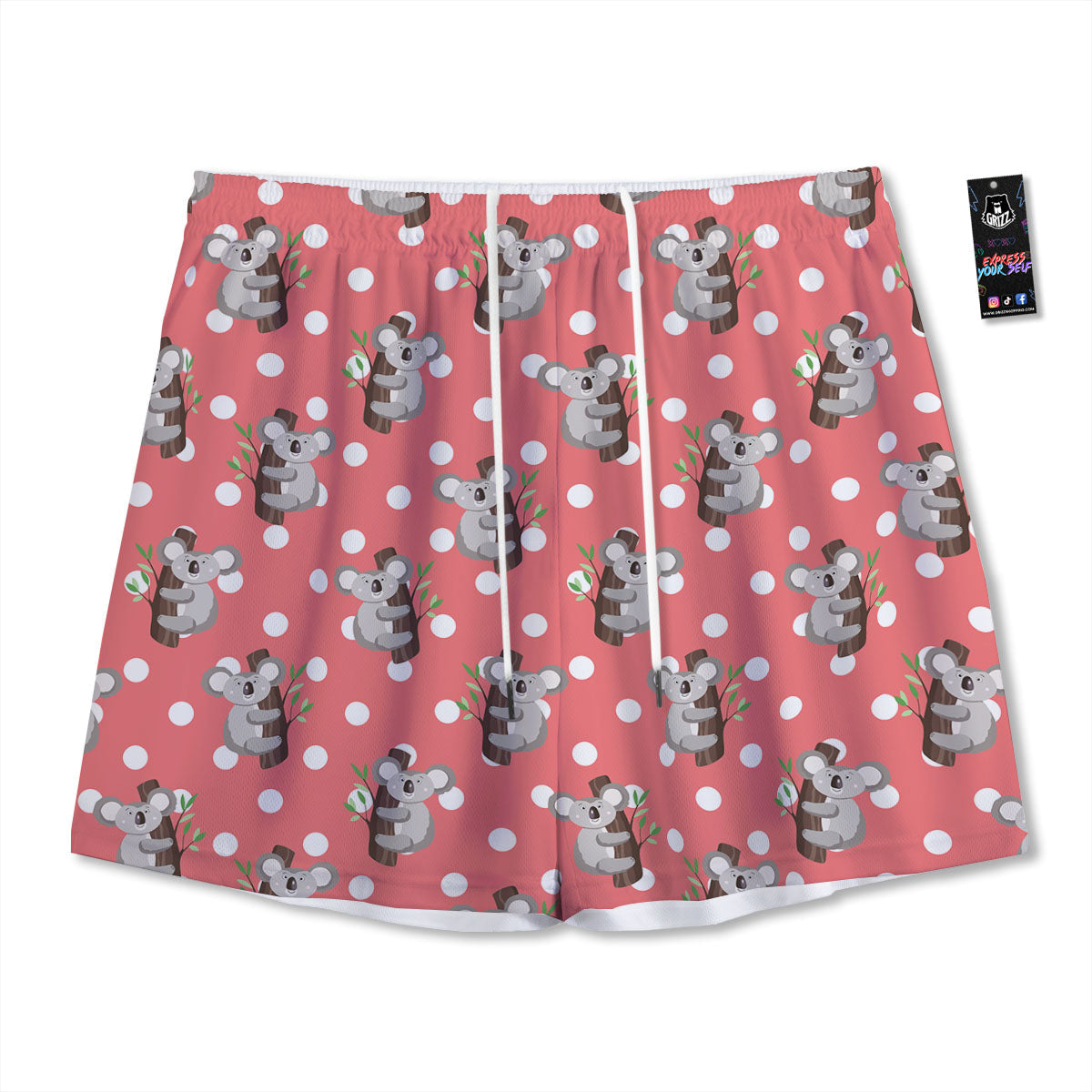Koala Polka Dot Print Pattern Mesh Shorts