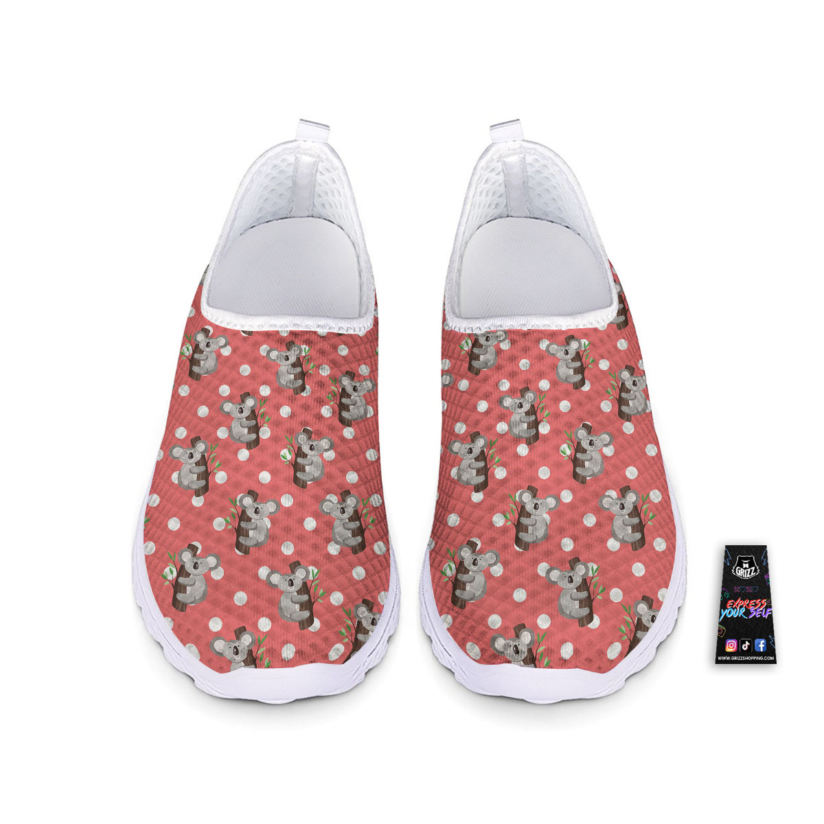 Koala Polka Dot Print Pattern Nurse Shoes-grizzshop