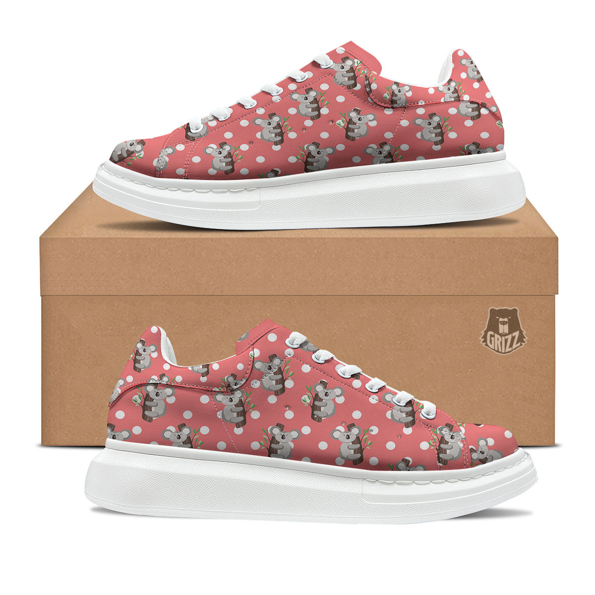 Koala Polka Dot Print Pattern Platform Shoes-grizzshop