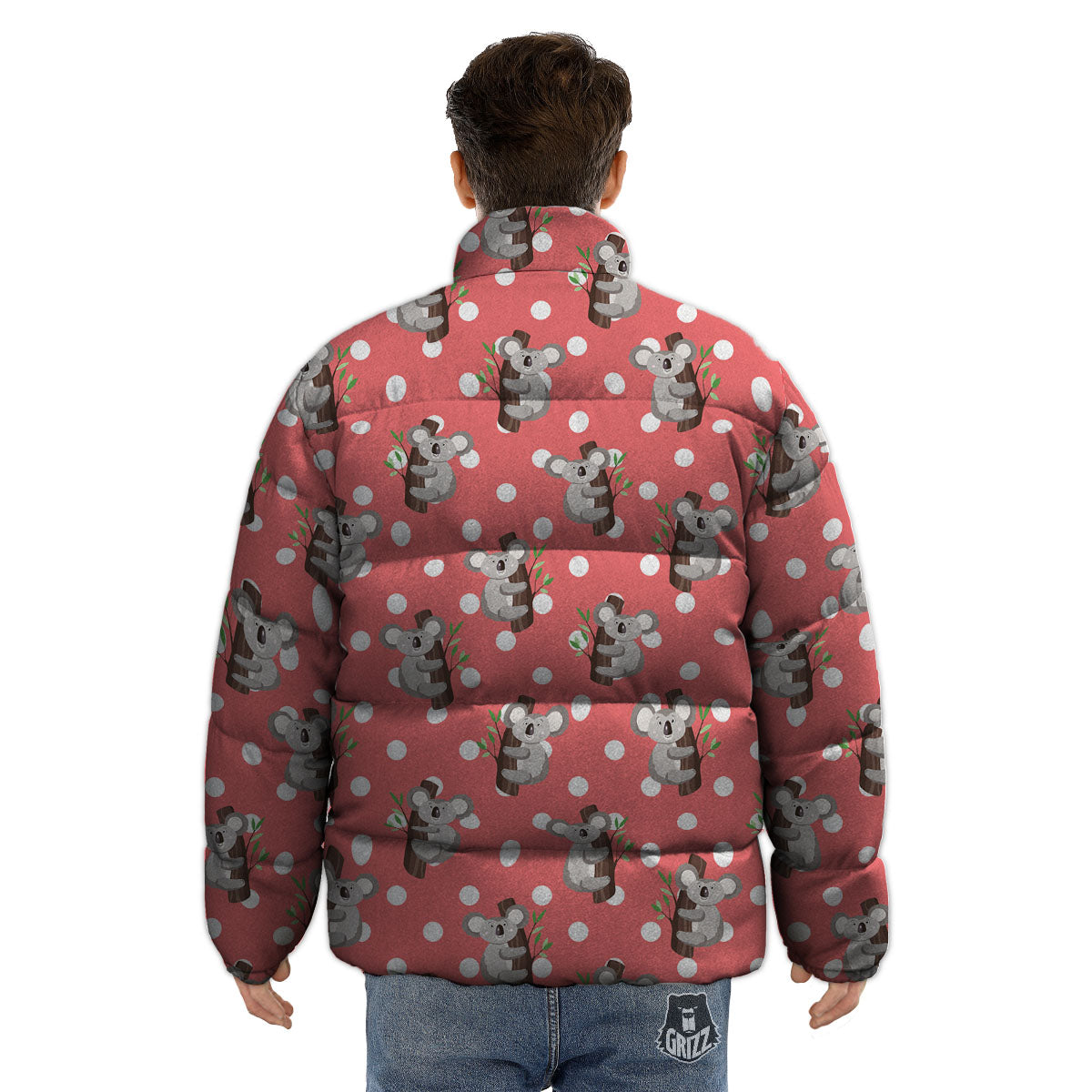 Koala Polka Dot Print Pattern Puffer Jacket-grizzshop