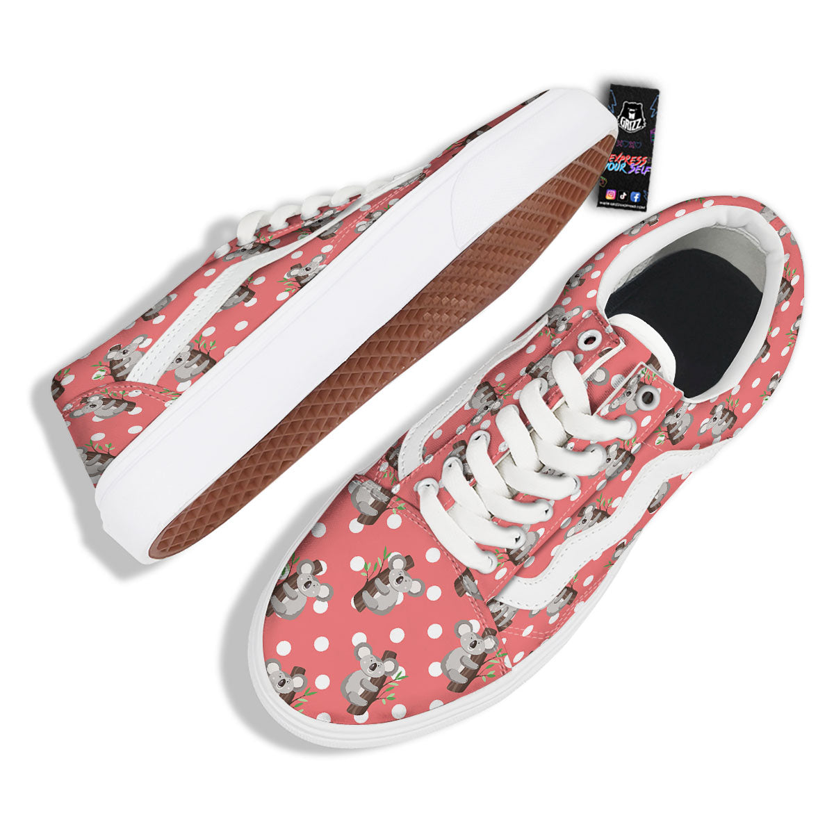 Koala Polka Dot Print Pattern Skate Shoes-grizzshop