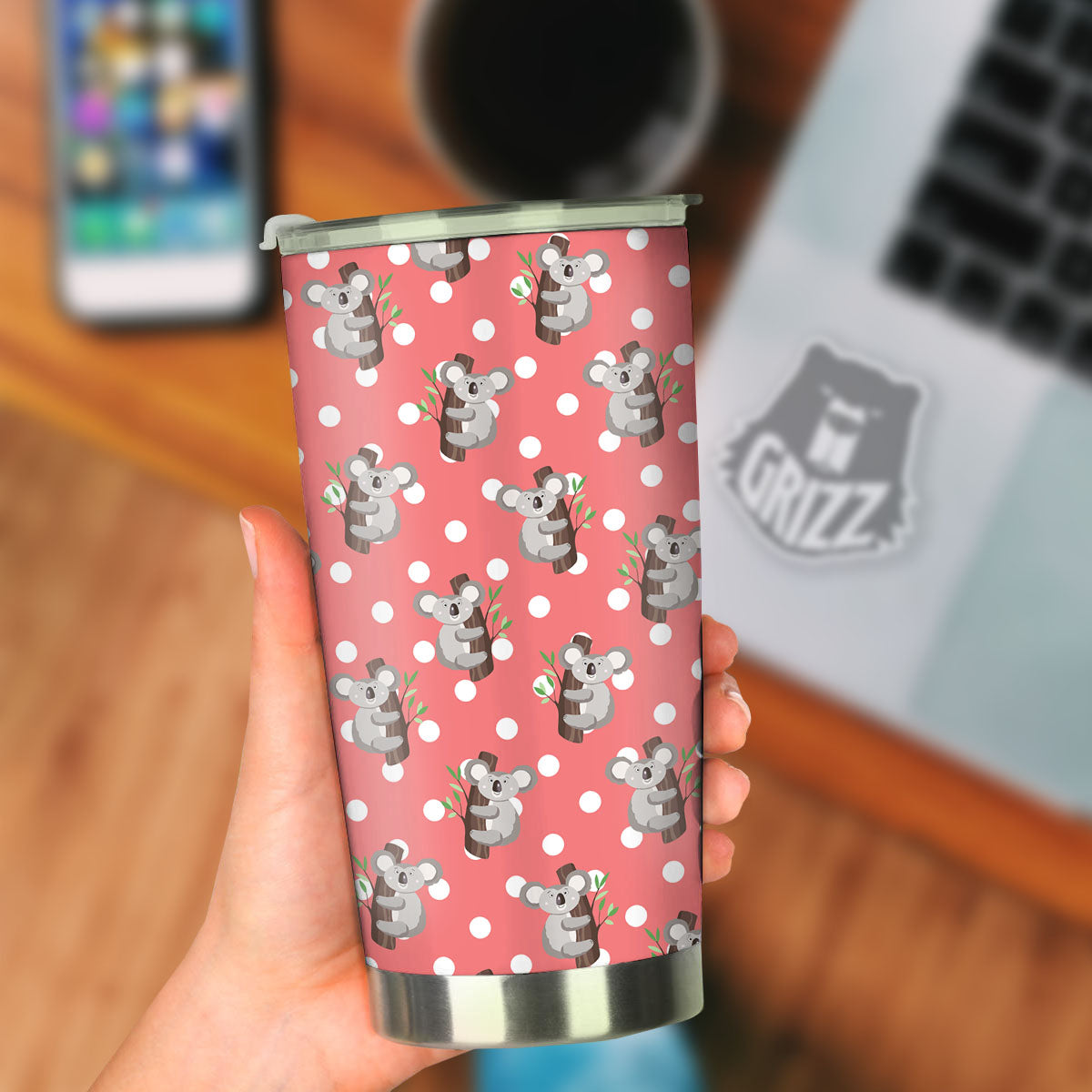 Koala Polka Dot Print Pattern Tumbler-grizzshop