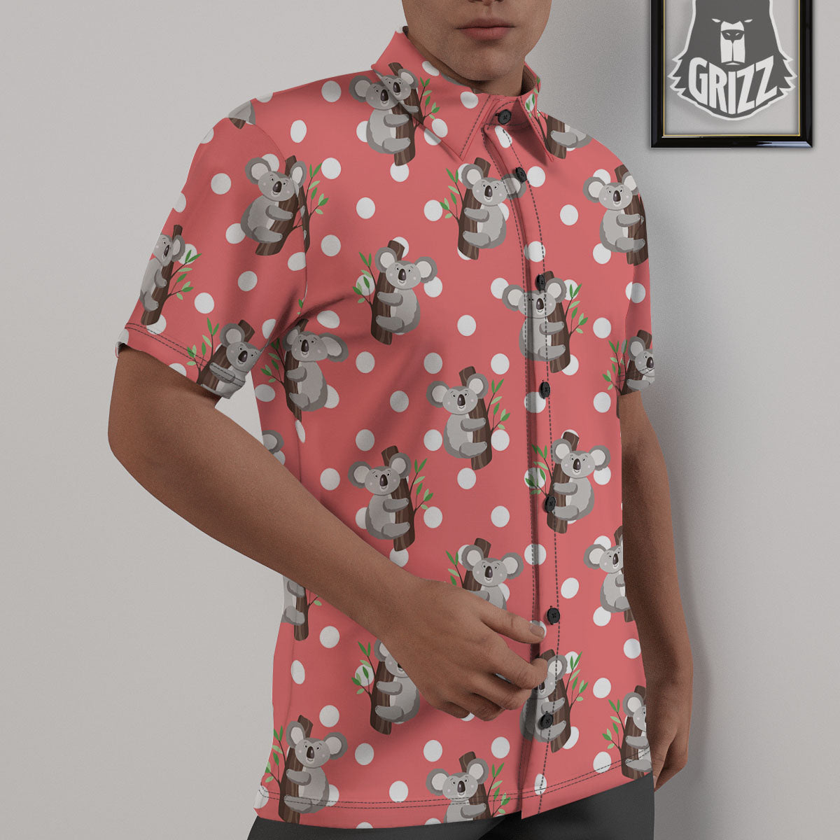 Koala Polka Dot Print Pattern Untucked Shirts-grizzshop