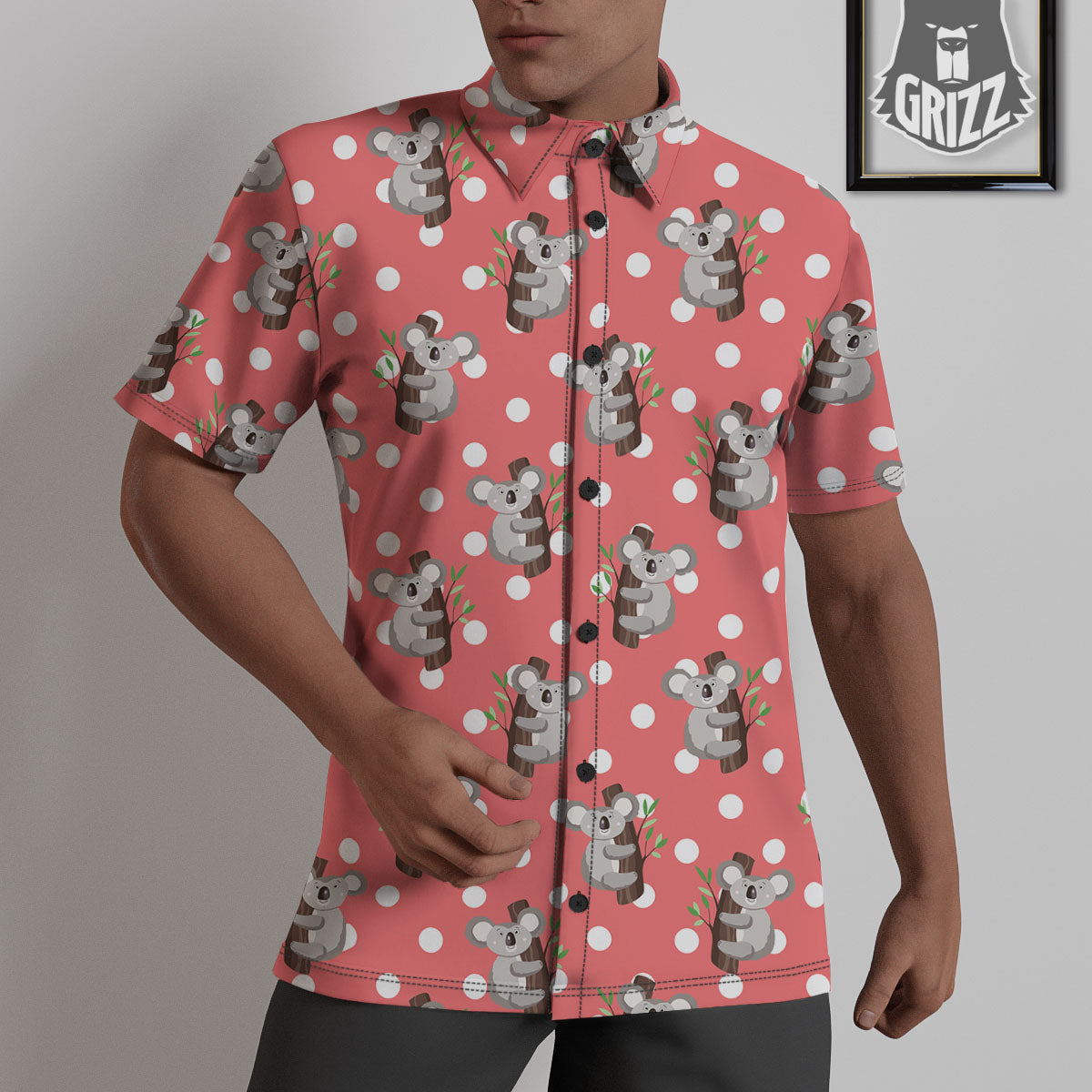 Koala Polka Dot Print Pattern Untucked Shirts-grizzshop