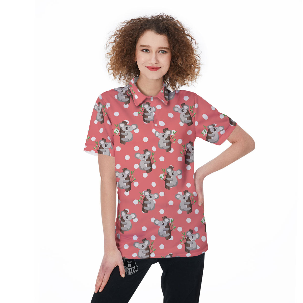 Koala Polka Dot Print Pattern Women's Golf Shirts-grizzshop