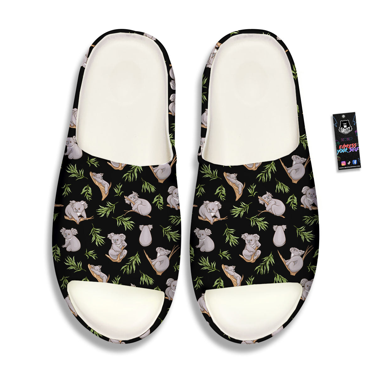 Koala Bear Black Print Pattern Sandals-grizzshop