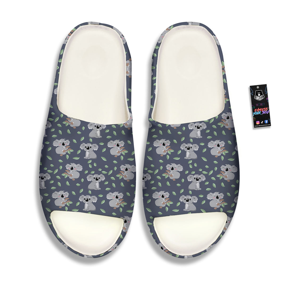 Koala Grey Print Pattern Sandals-grizzshop