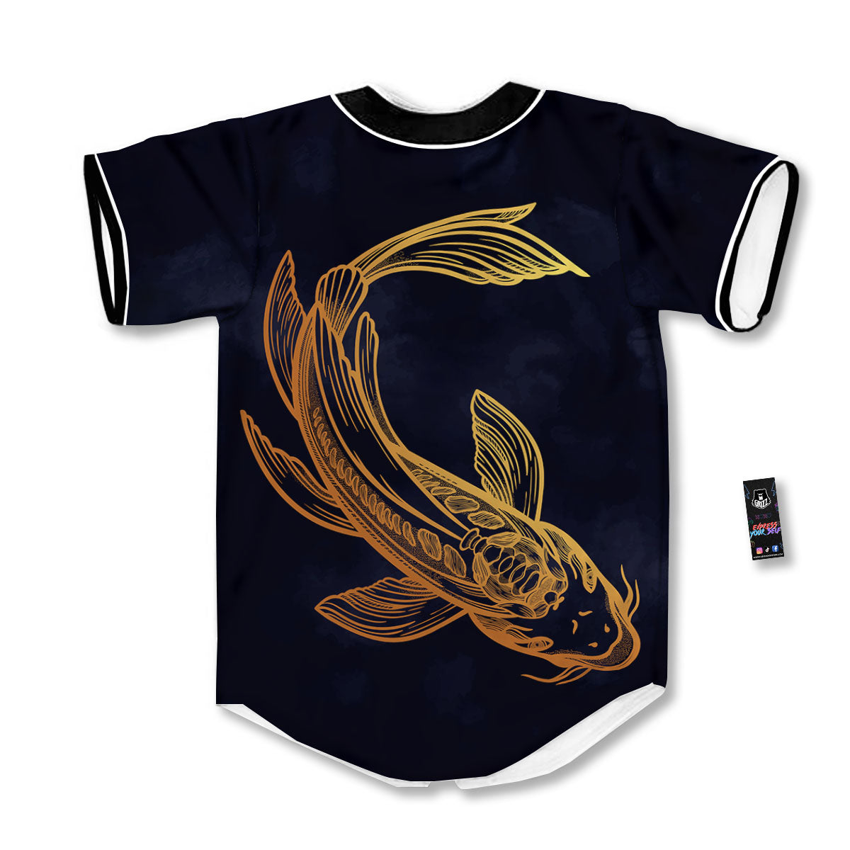 Koi Carp Golden Spiritual Print Baseball Jersey-grizzshop