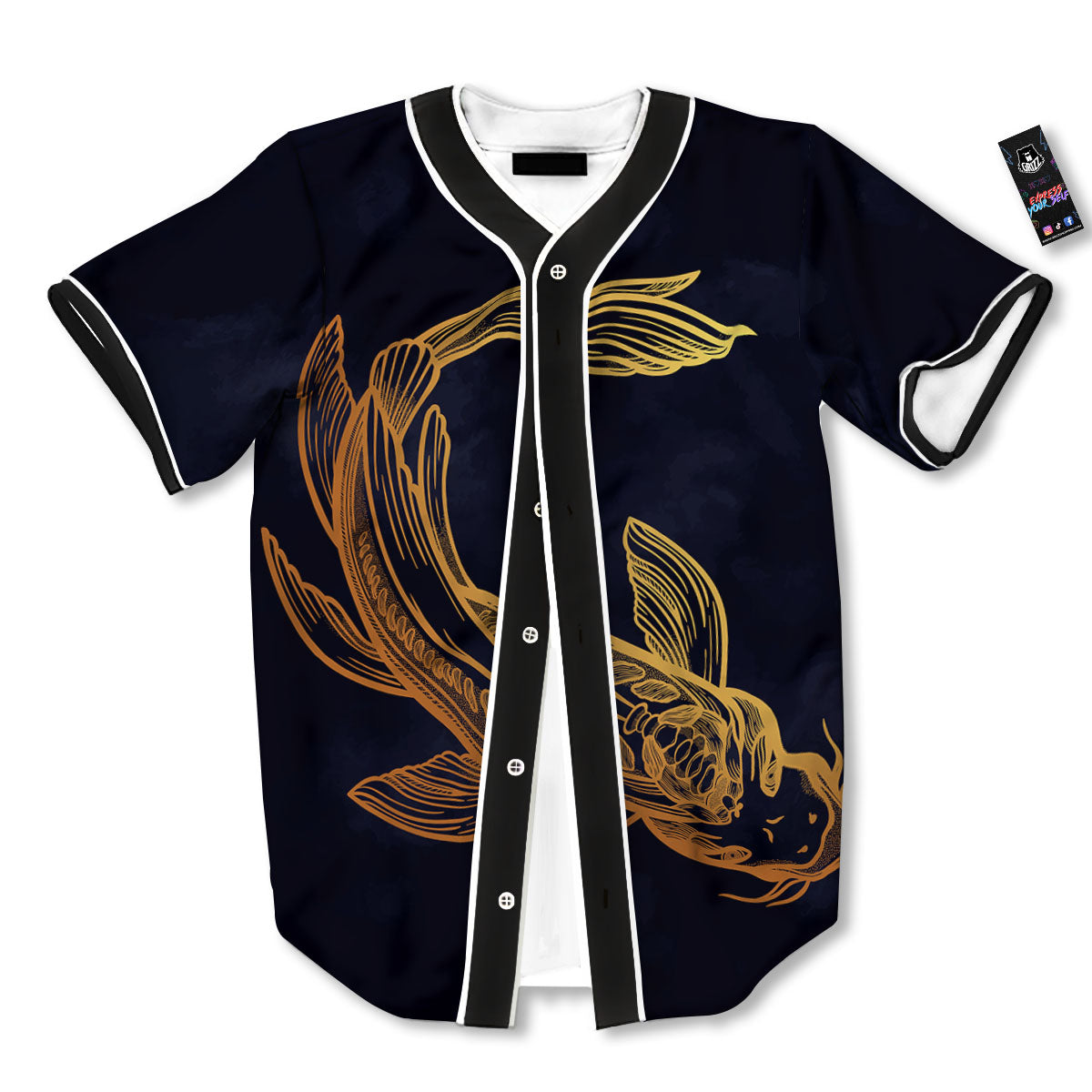 Koi Carp Golden Spiritual Print Baseball Jersey-grizzshop