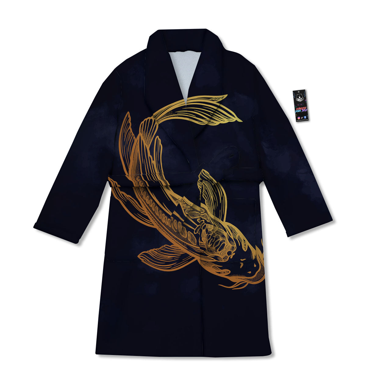Koi Carp Golden Spiritual Print Bathrobe-grizzshop