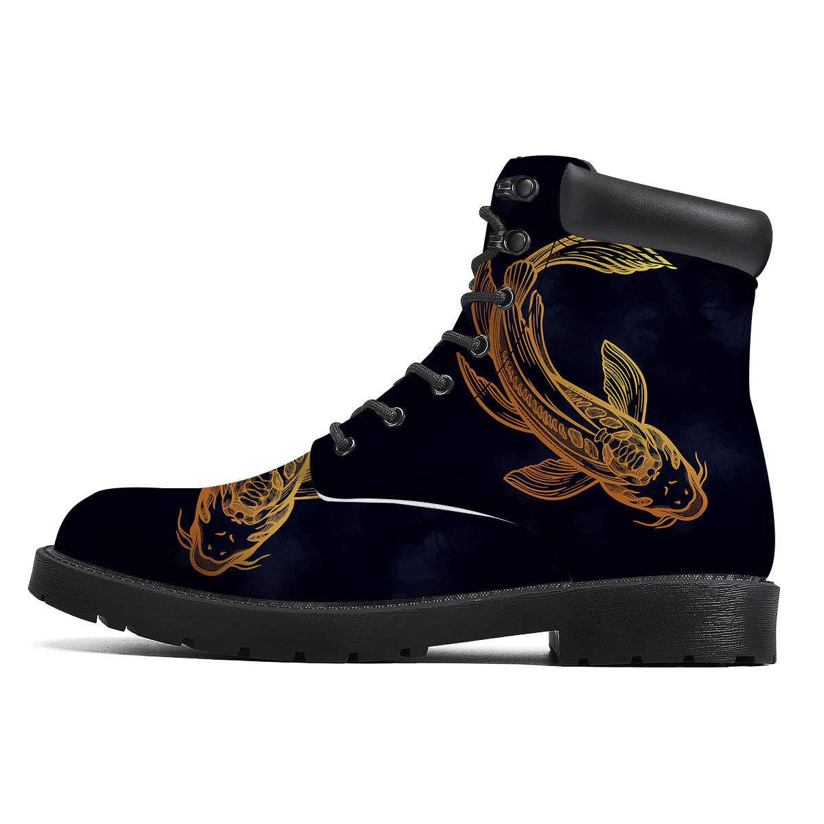 Koi Carp Golden Spiritual Print Boots-grizzshop