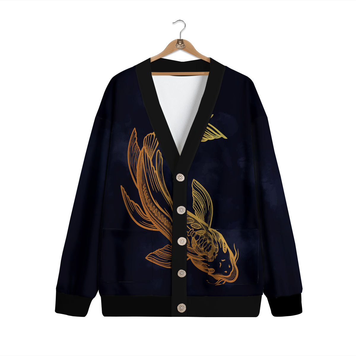 Koi Carp Golden Spiritual Print Cardigan-grizzshop