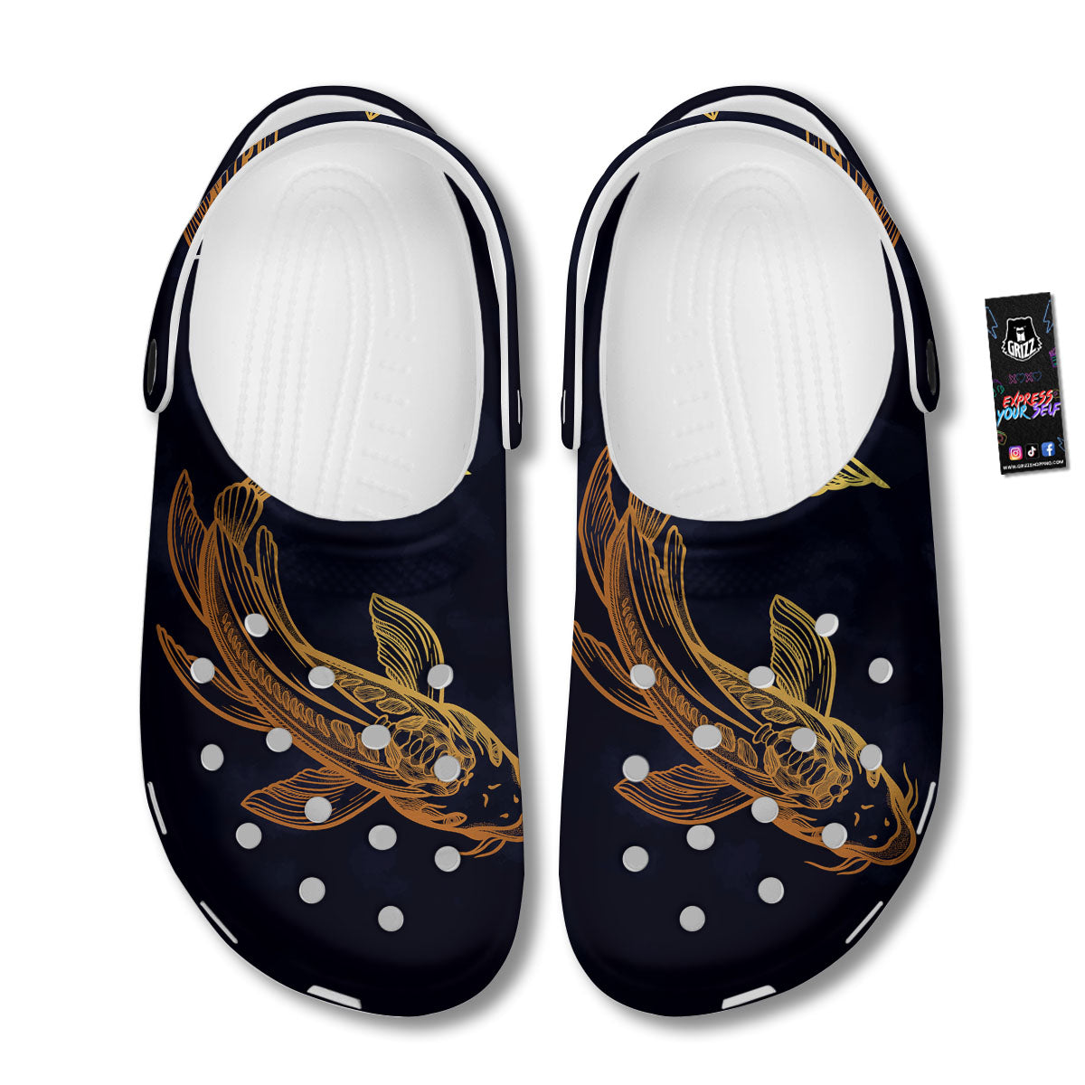 Koi Carp Golden Spiritual Print Clog-grizzshop