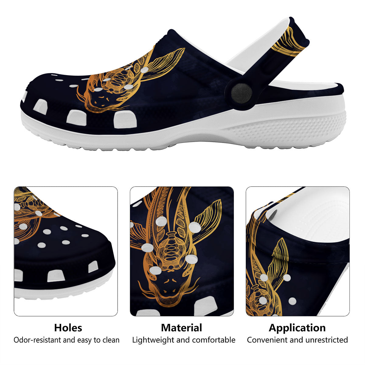 Koi Carp Golden Spiritual Print Clog-grizzshop