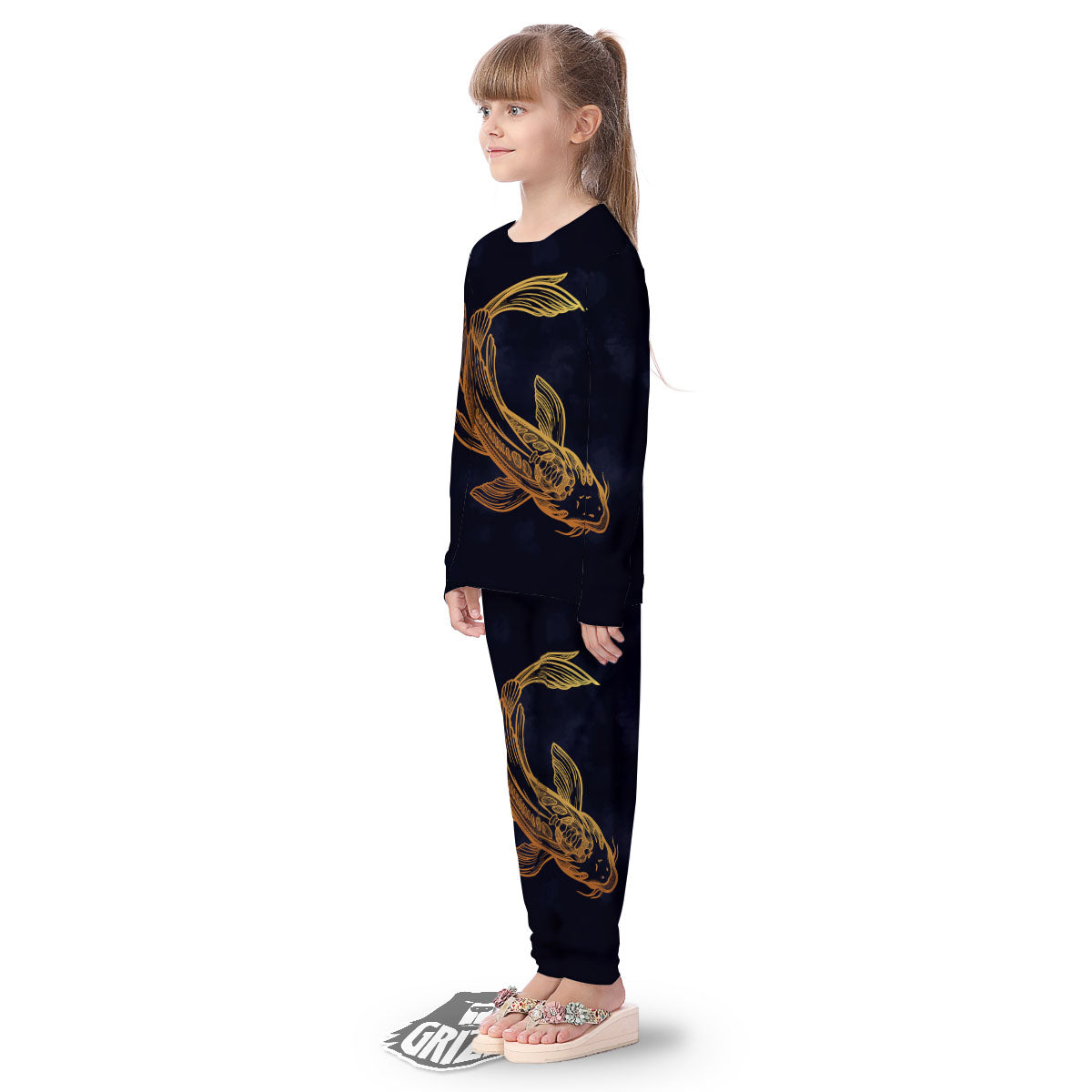 Koi Carp Golden Spiritual Print Kid's Pajamas-grizzshop