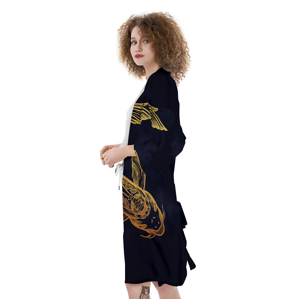 Koi Carp Golden Spiritual Print Kimono-grizzshop