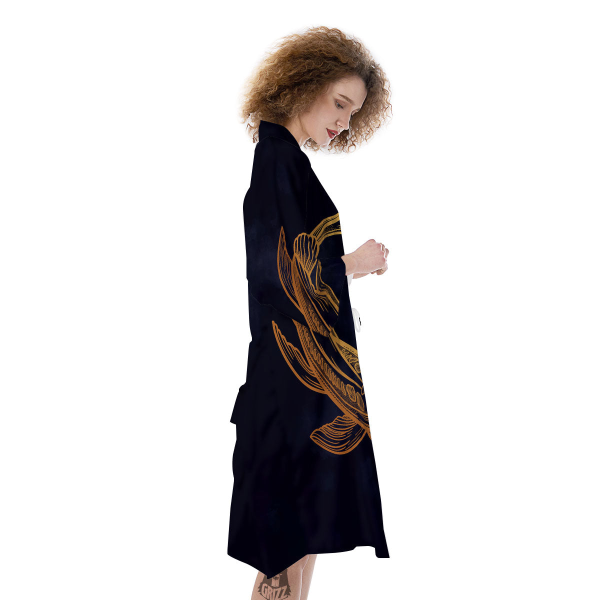 Koi Carp Golden Spiritual Print Kimono-grizzshop
