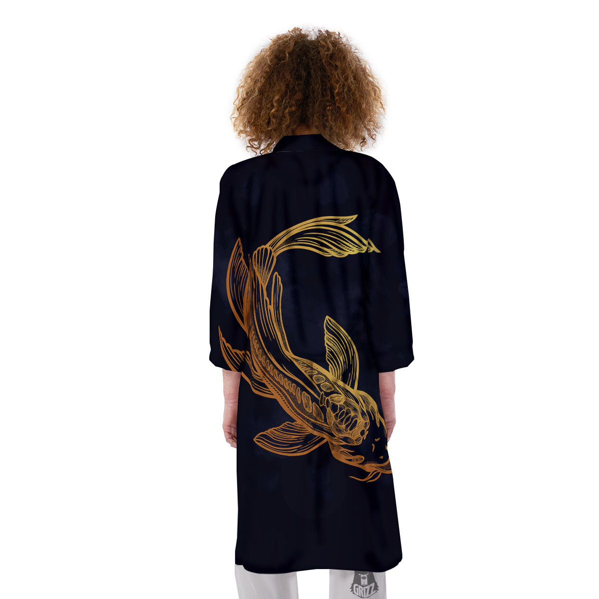 Koi Carp Golden Spiritual Print Kimono-grizzshop