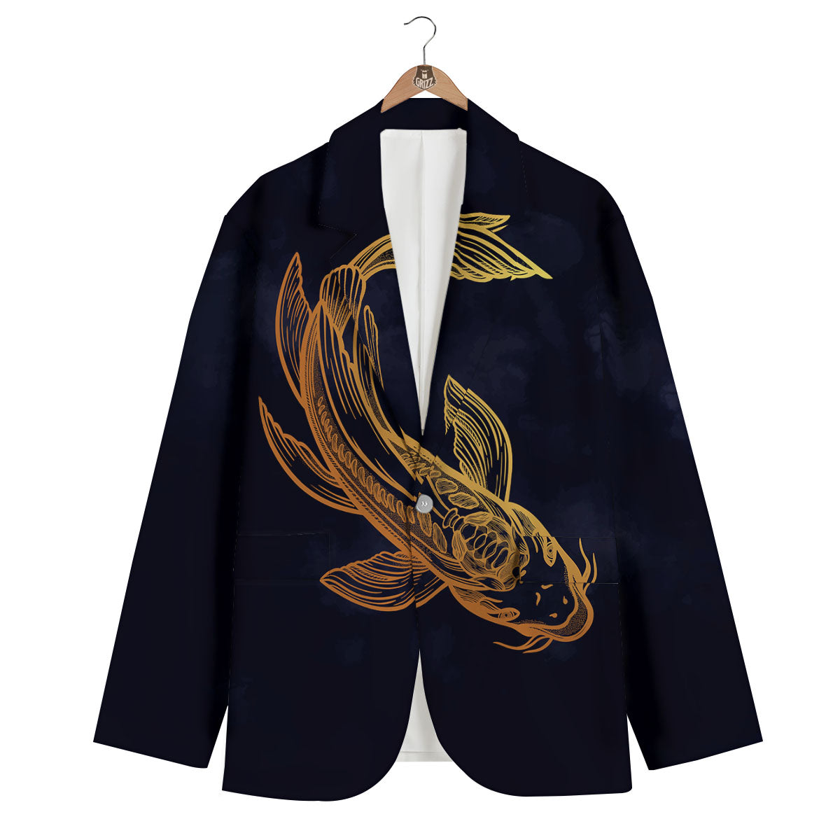 Koi Carp Golden Spiritual Print Men's Blazer-grizzshop