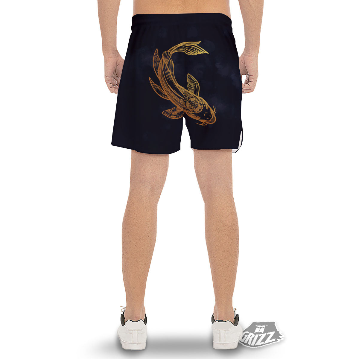 Koi Carp Golden Spiritual Print Men's Gym Shorts-grizzshop