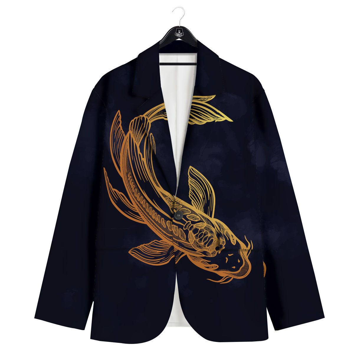 Koi Carp Golden Spiritual Print Men's Sport Coat-grizzshop