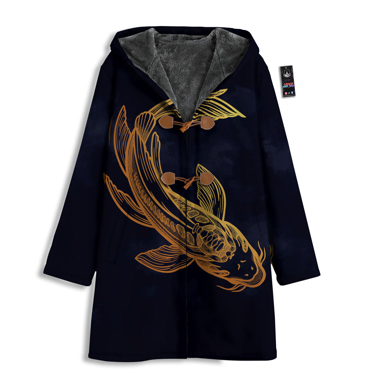 Koi Carp Golden Spiritual Print Men's Windbreaker Jacket-grizzshop
