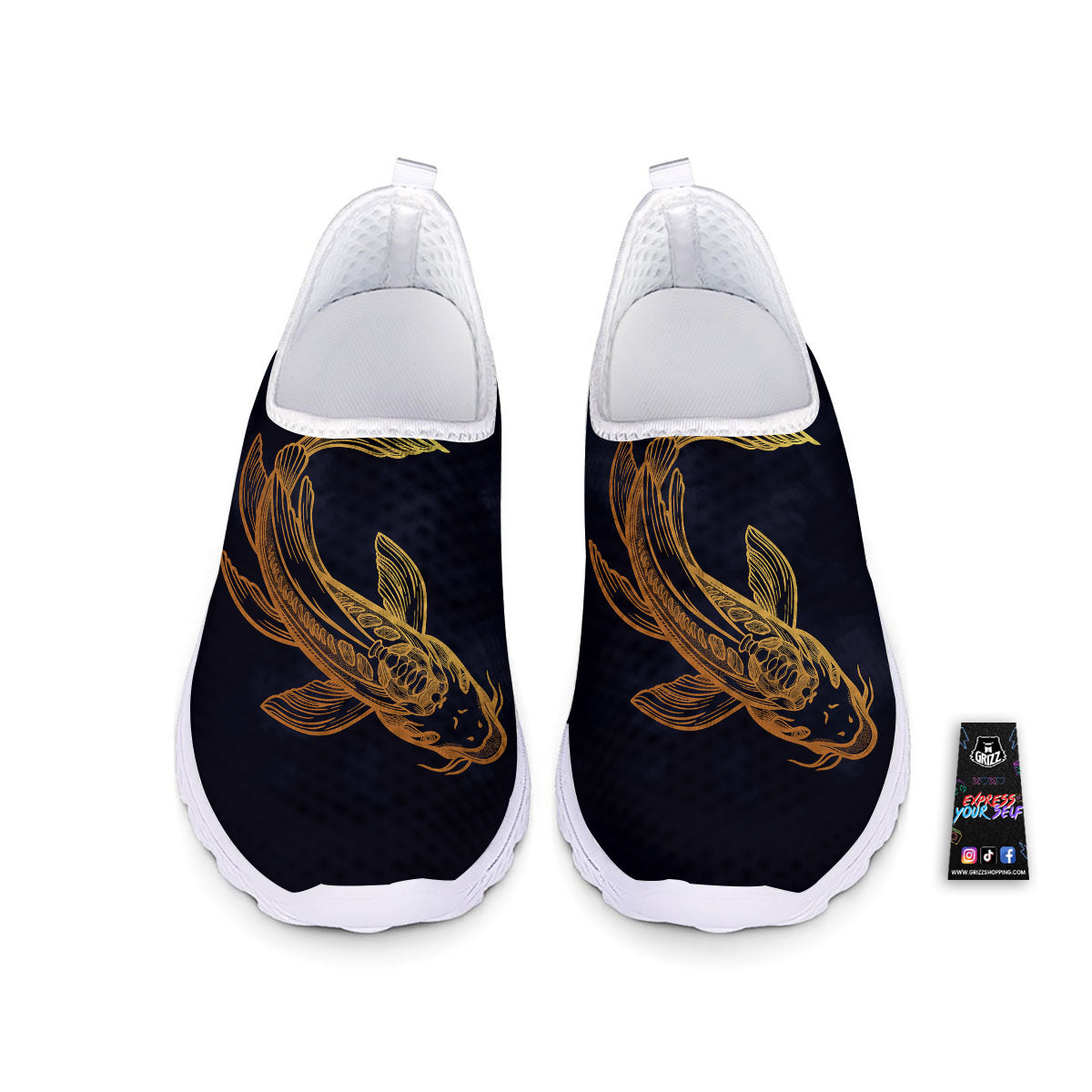 Koi Carp Golden Spiritual Print Nurse Shoes-grizzshop