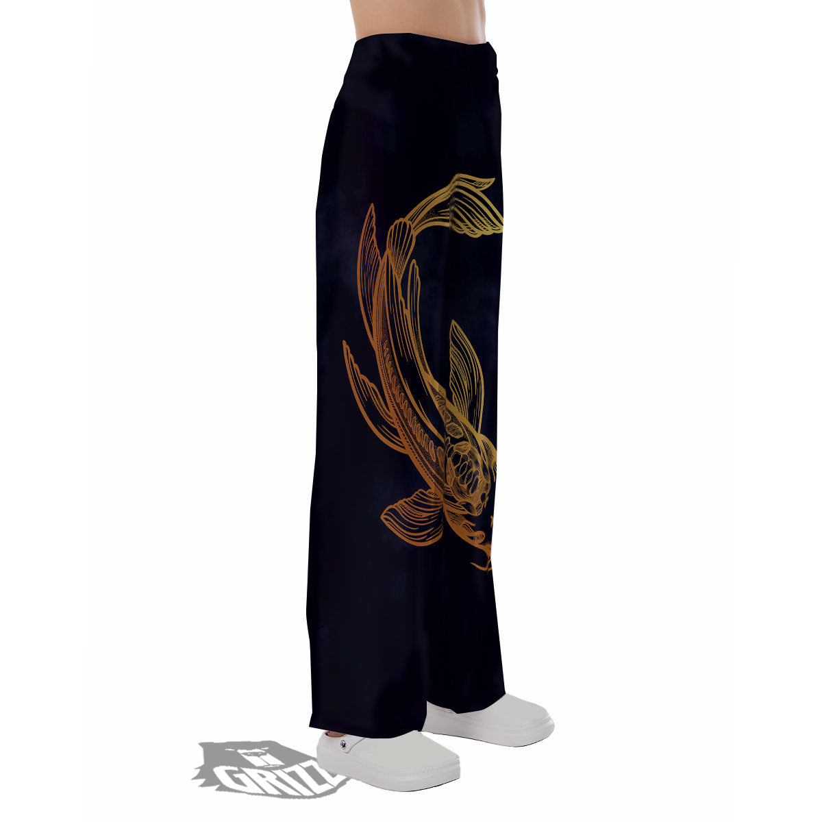 Koi Carp Golden Spiritual Print Pajama Pants-grizzshop