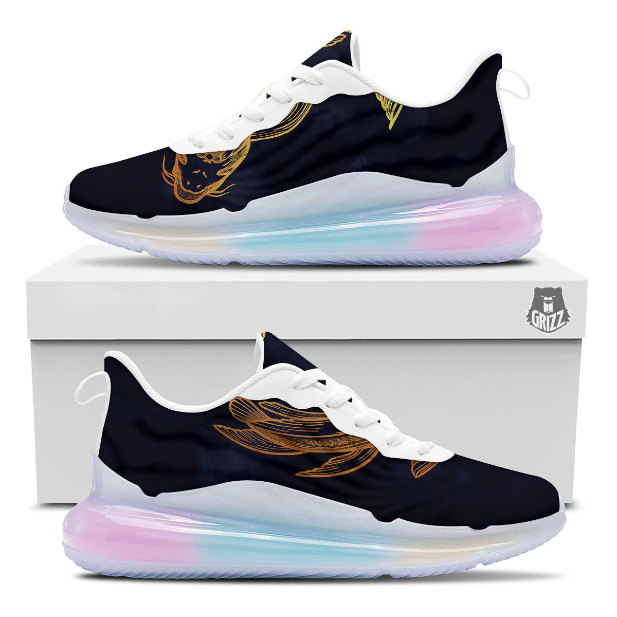 Koi Carp Golden Spiritual Print Running Sneakers-grizzshop