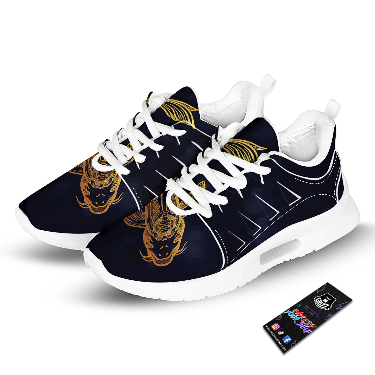 Koi Carp Golden Spiritual Print Tennis Shoes-grizzshop