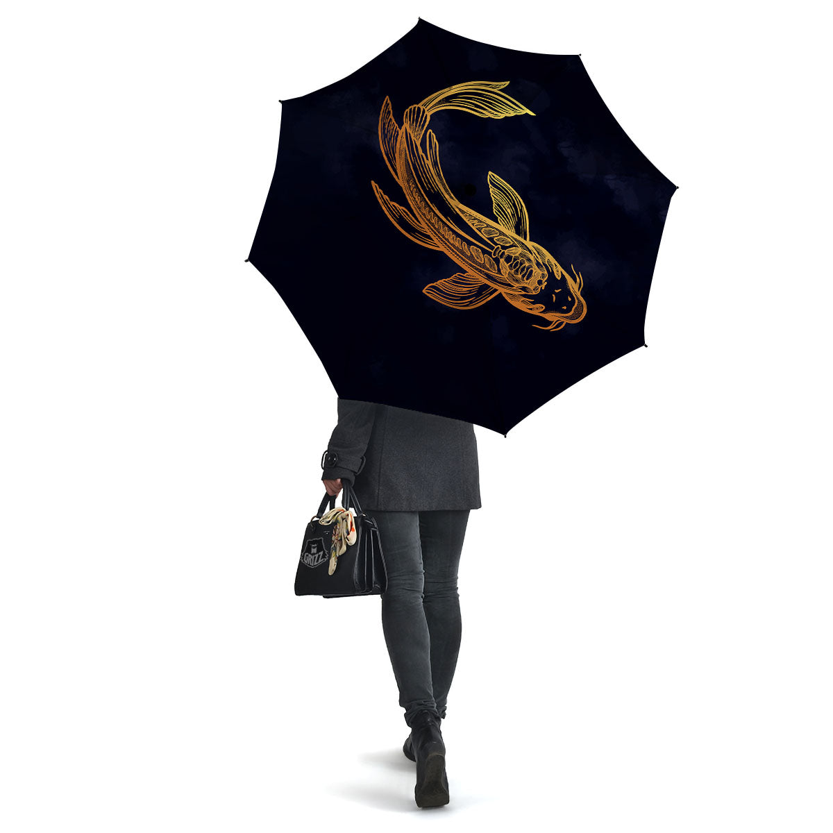 Koi Carp Golden Spiritual Print Umbrella-grizzshop
